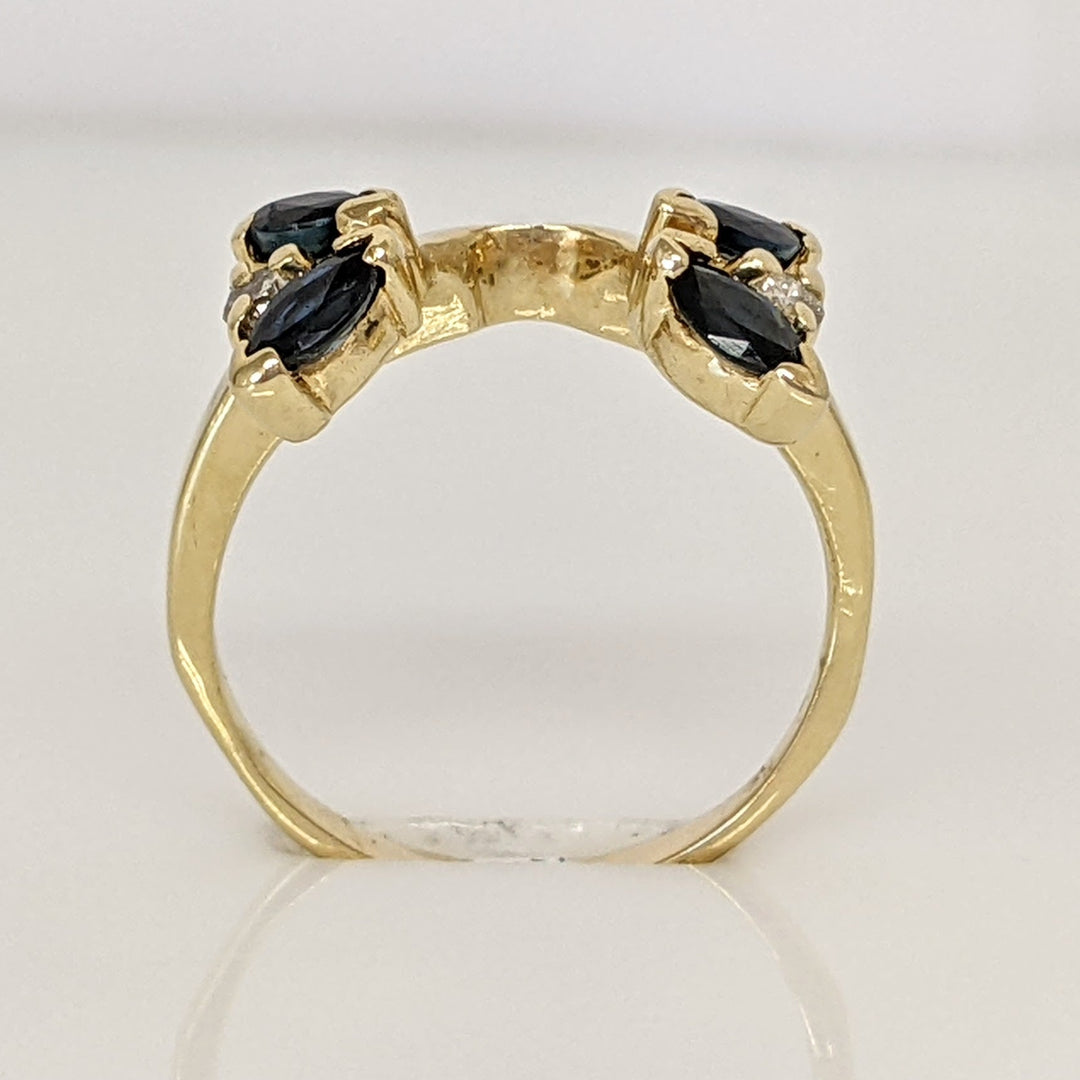 14K SAPPHIRE MARQUISE CUT 2X4 (4) WITH MELEE (2) ESTATE WRAP 2.2 GRAMS