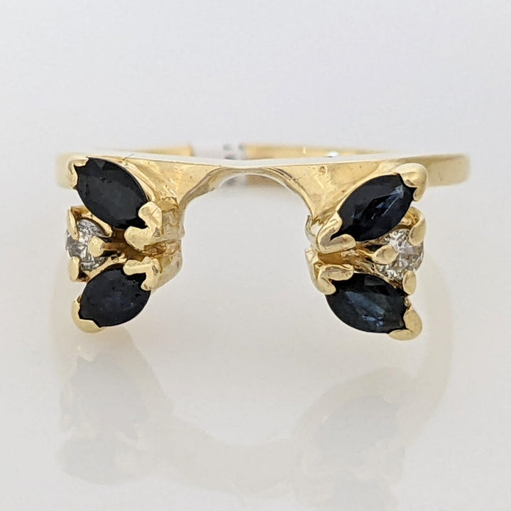 14K SAPPHIRE MARQUISE CUT 2X4 (4) WITH MELEE (2) ESTATE WRAP 2.2 GRAMS