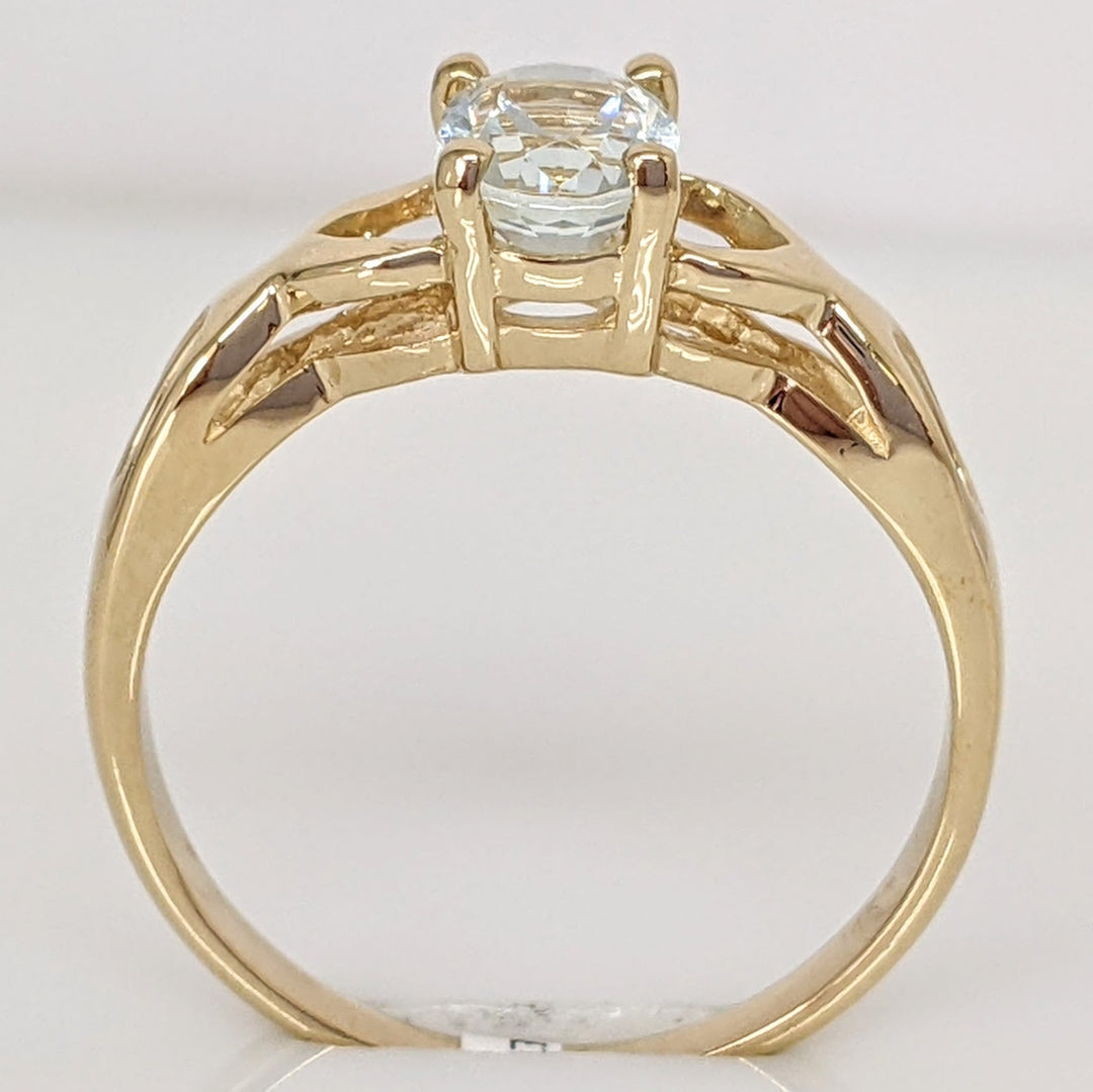14K AQUAMARINE OVAL 5X7 OPEN TOP ESTATE RING 3.0 GRAMS