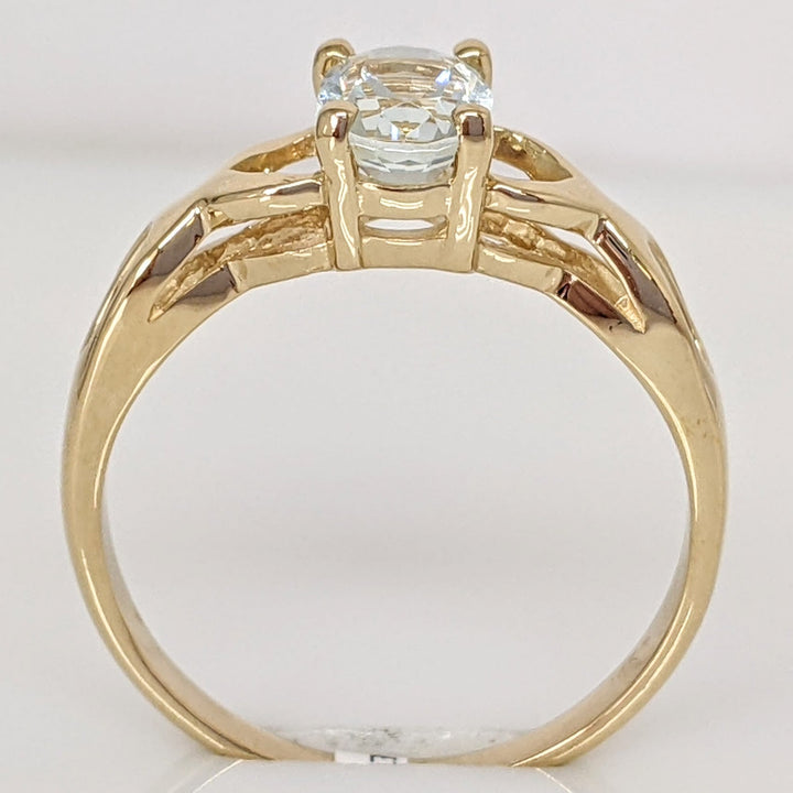 14K AQUAMARINE OVAL 5X7 OPEN TOP ESTATE RING 3.0 GRAMS