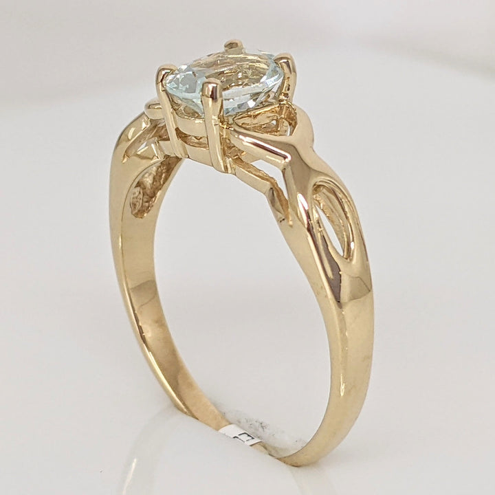 14K AQUAMARINE OVAL 5X7 OPEN TOP ESTATE RING 3.0 GRAMS
