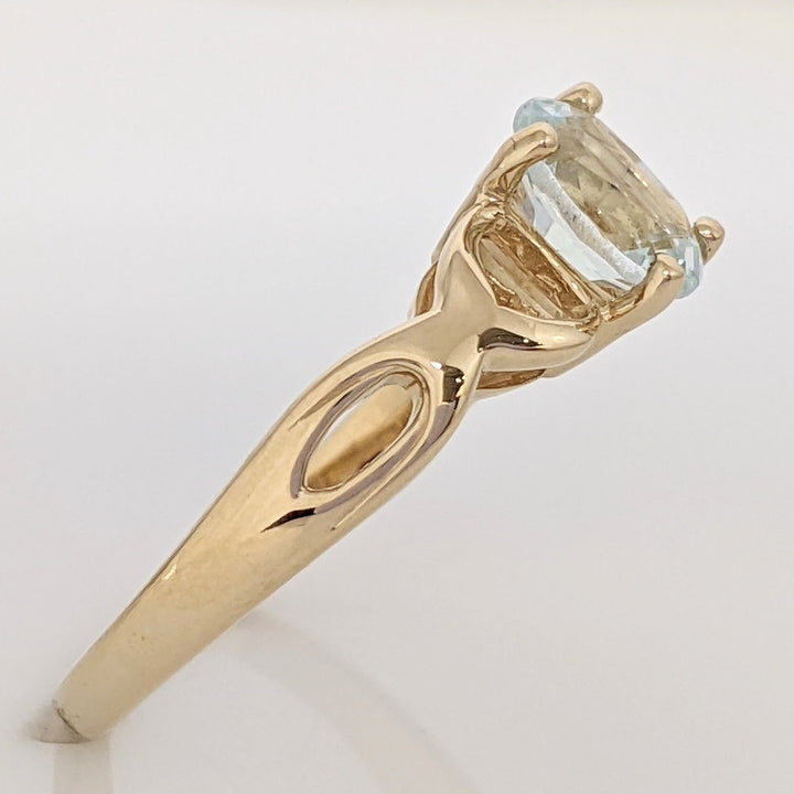 14K AQUAMARINE OVAL 5X7 OPEN TOP ESTATE RING 3.0 GRAMS
