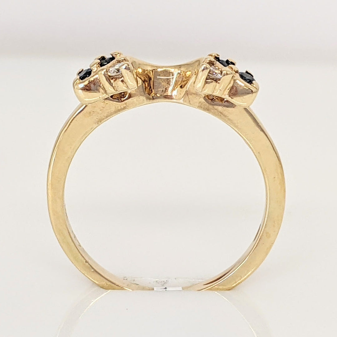 14K SAPPHIRE ROUND (4) WITH DIAMOND ROUND (2) ESTATE WRAP 2.7 GRAMS
