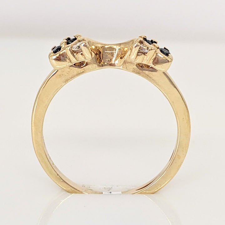 14K SAPPHIRE ROUND (4) WITH DIAMOND ROUND (2) ESTATE WRAP 2.7 GRAMS