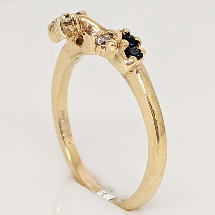 14K SAPPHIRE ROUND (4) WITH DIAMOND ROUND (2) ESTATE WRAP 2.7 GRAMS