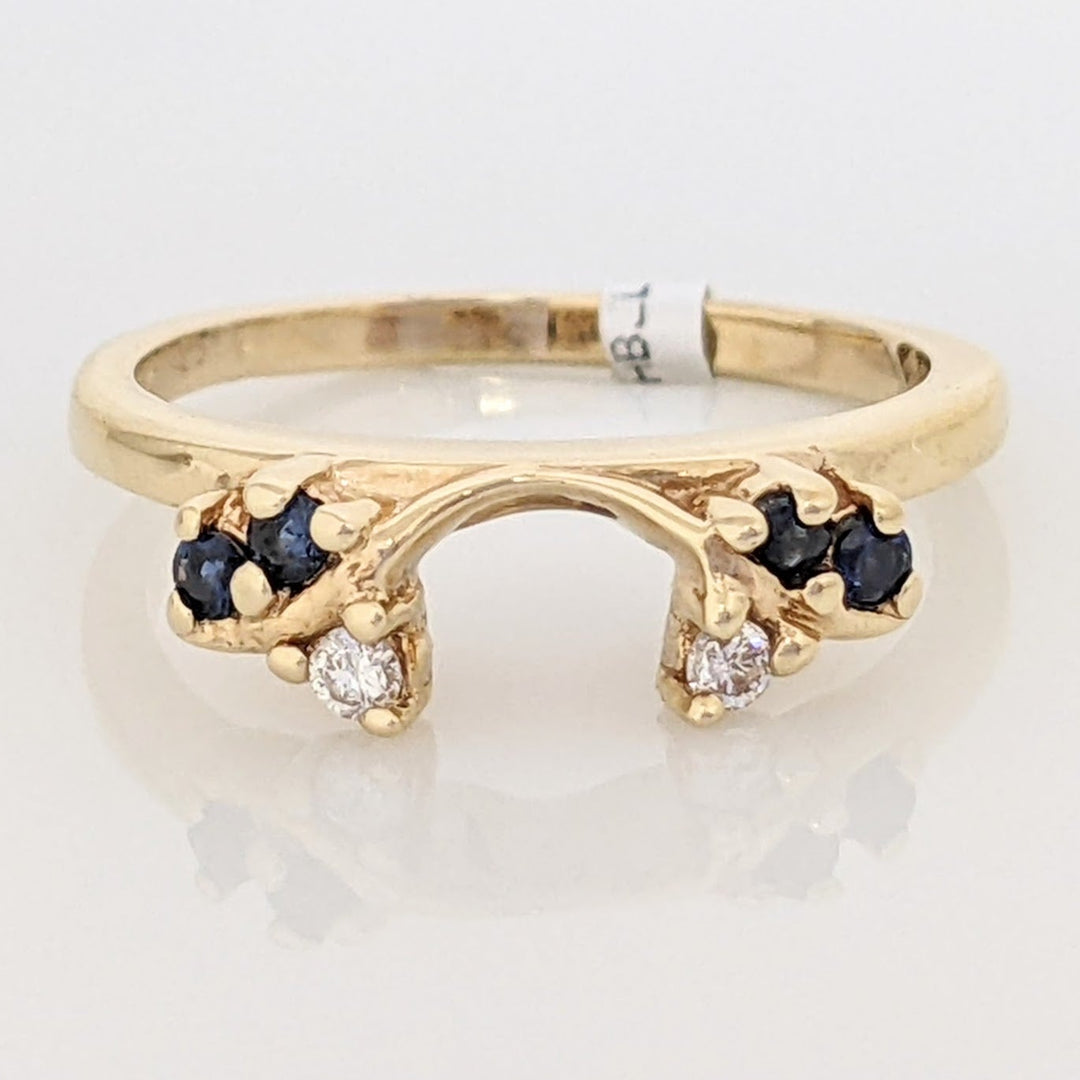 14K SAPPHIRE ROUND (4) WITH DIAMOND ROUND (2) ESTATE WRAP 2.7 GRAMS