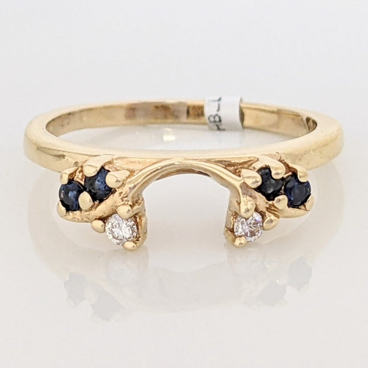 14K SAPPHIRE ROUND (4) WITH DIAMOND ROUND (2) ESTATE WRAP 2.7 GRAMS