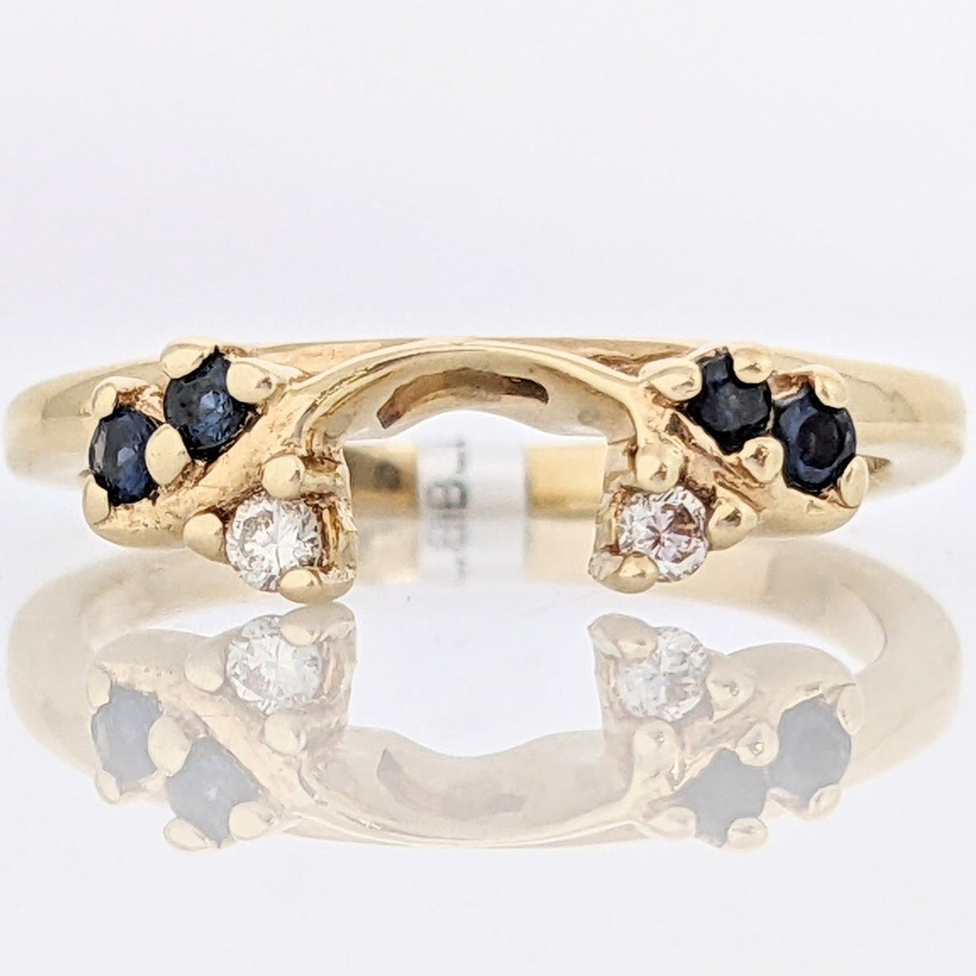 14K SAPPHIRE ROUND (4) WITH DIAMOND ROUND (2) ESTATE WRAP 2.7 GRAMS