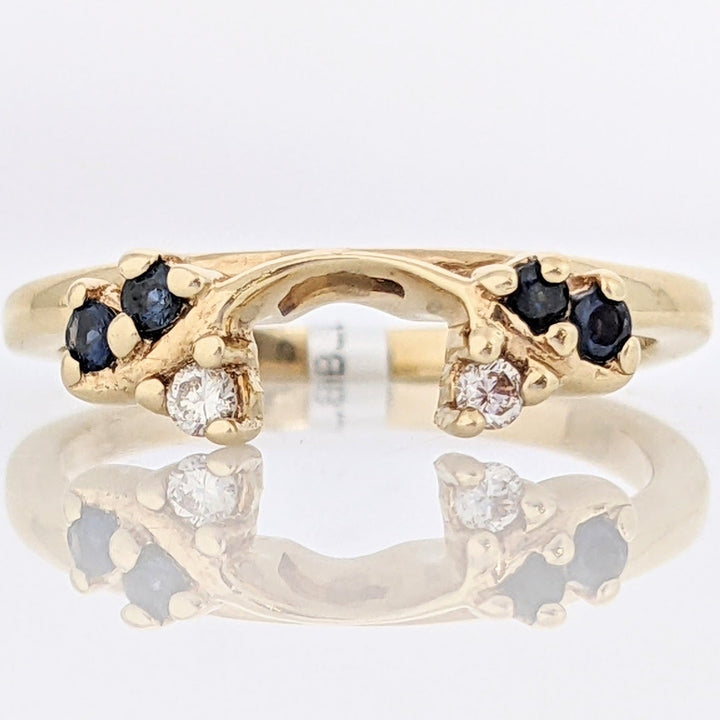 14K SAPPHIRE ROUND (4) WITH DIAMOND ROUND (2) ESTATE WRAP 2.7 GRAMS