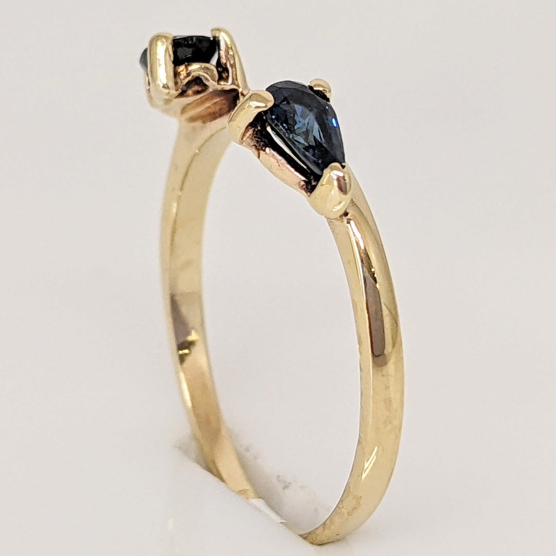 14K SAPPHIRE PEAR SHAPE 3X5 (2) ESTATE WRAP 1.5 GRAMS