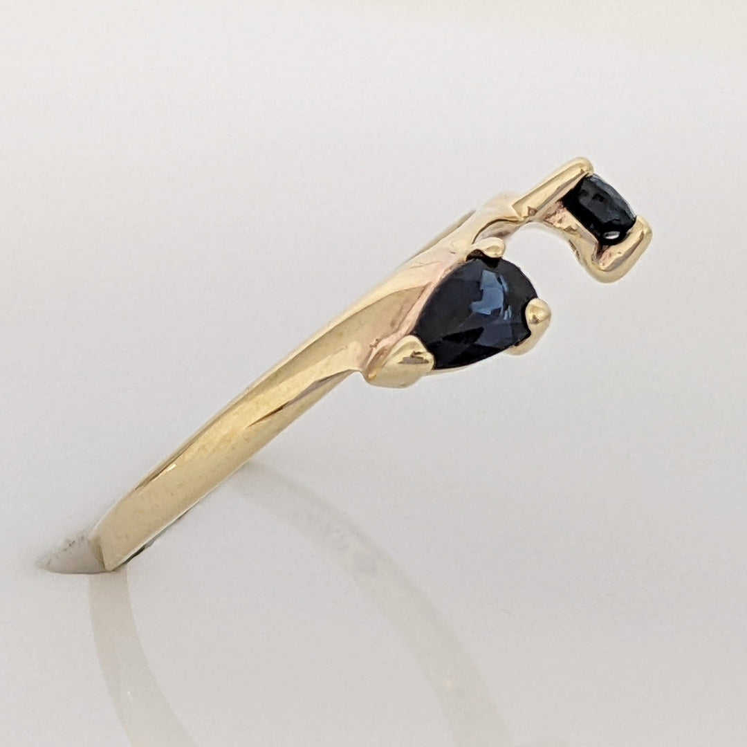 14K SAPPHIRE PEAR SHAPE 3X5 (2) ESTATE WRAP 1.5 GRAMS
