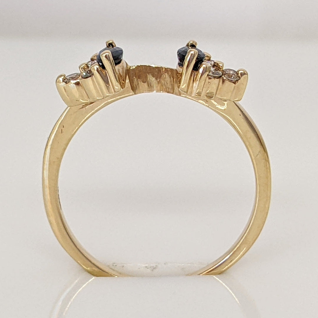 14K SAPPHIRE MARQUISE (2) WITH .12 CARAT TOTAL WEIGHT I1 I DIAMOND ROUND (6) ESTATE WRAP 2.1 GRAMS