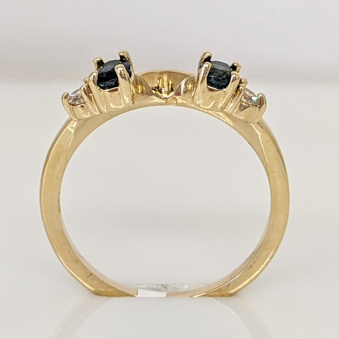 14K SAPPHIRE OVAL 3X4 (2) WITH .08 CARAT TOTAL WEIGHT SI2 I DIAMOND ROUND (2) ESTATE WRAP