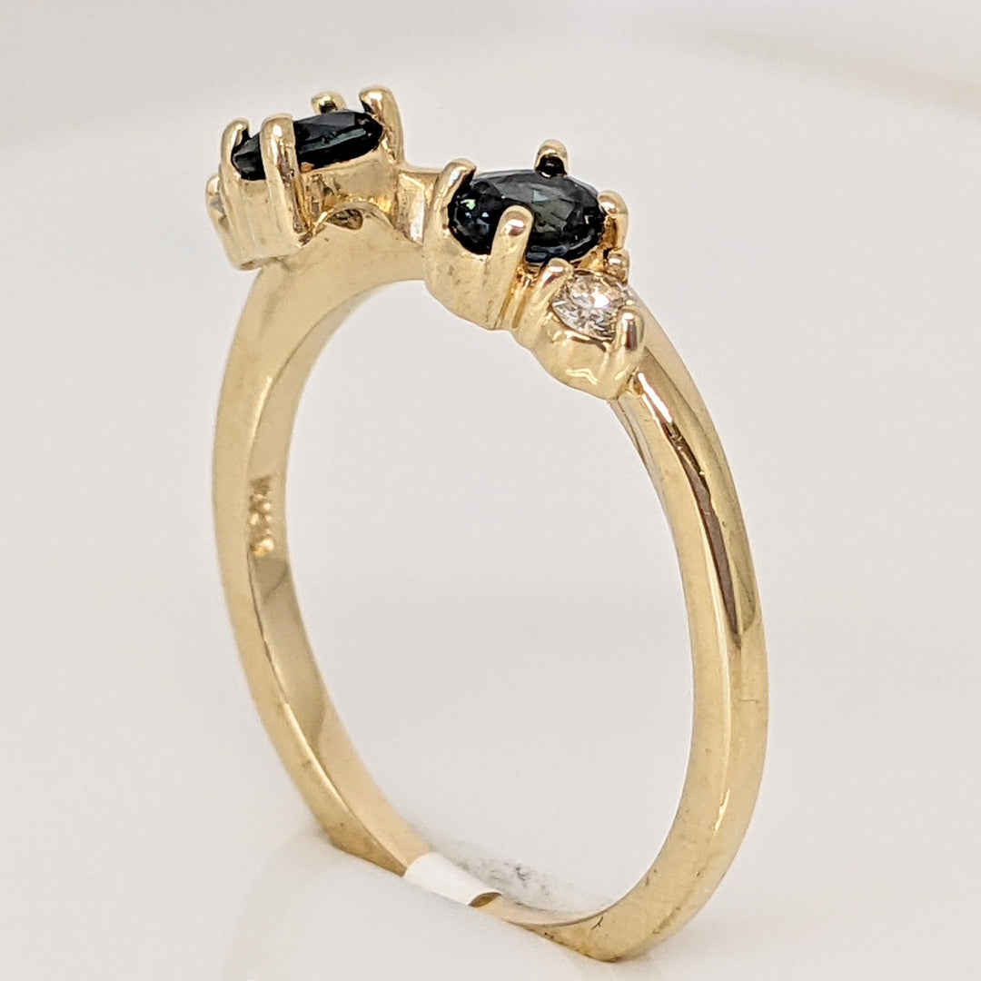 14K SAPPHIRE OVAL 3X4 (2) WITH .08 CARAT TOTAL WEIGHT SI2 I DIAMOND ROUND (2) ESTATE WRAP