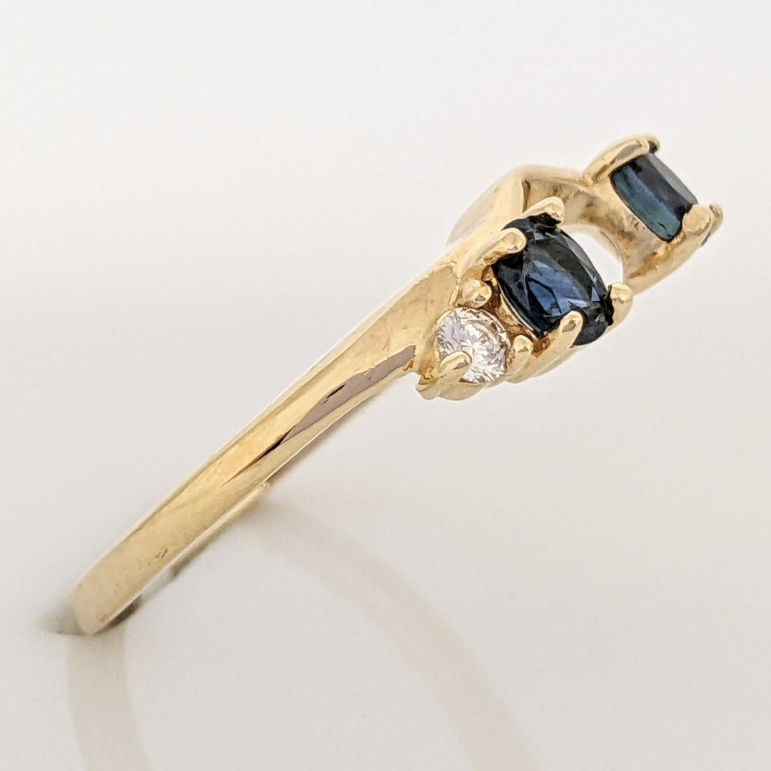 14K SAPPHIRE OVAL 3X4 (2) WITH .08 CARAT TOTAL WEIGHT SI2 I DIAMOND ROUND (2) ESTATE WRAP