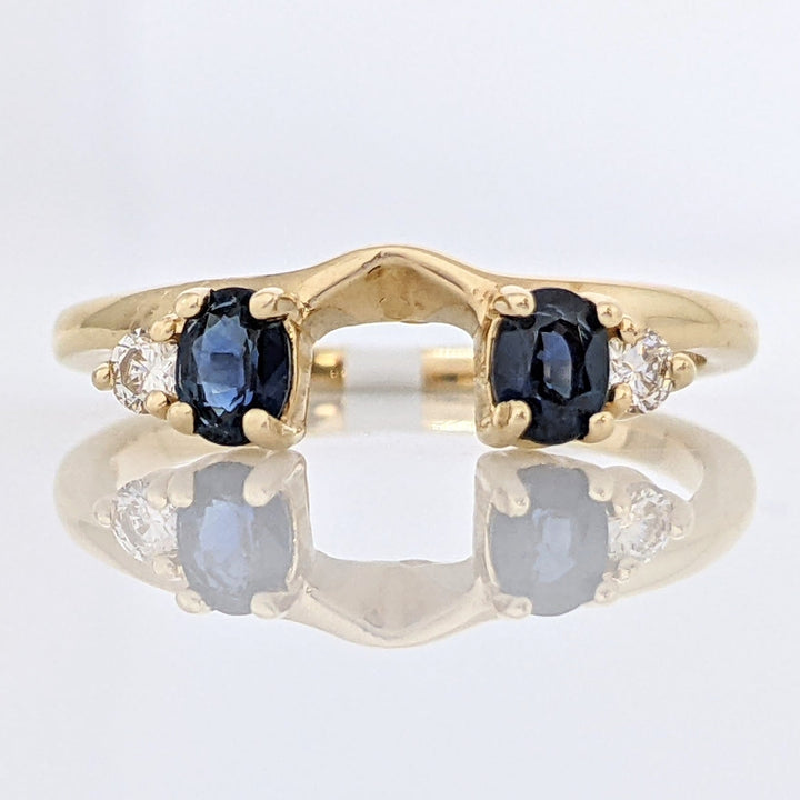 14K SAPPHIRE OVAL 3X4 (2) WITH .08 CARAT TOTAL WEIGHT SI2 I DIAMOND ROUND (2) ESTATE WRAP