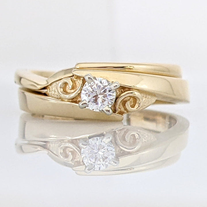 14K .19 CARAT TOTAL SI3 I DIAMOND ROUND 4-PRONG ESTATE SET 5.8 GRAMS