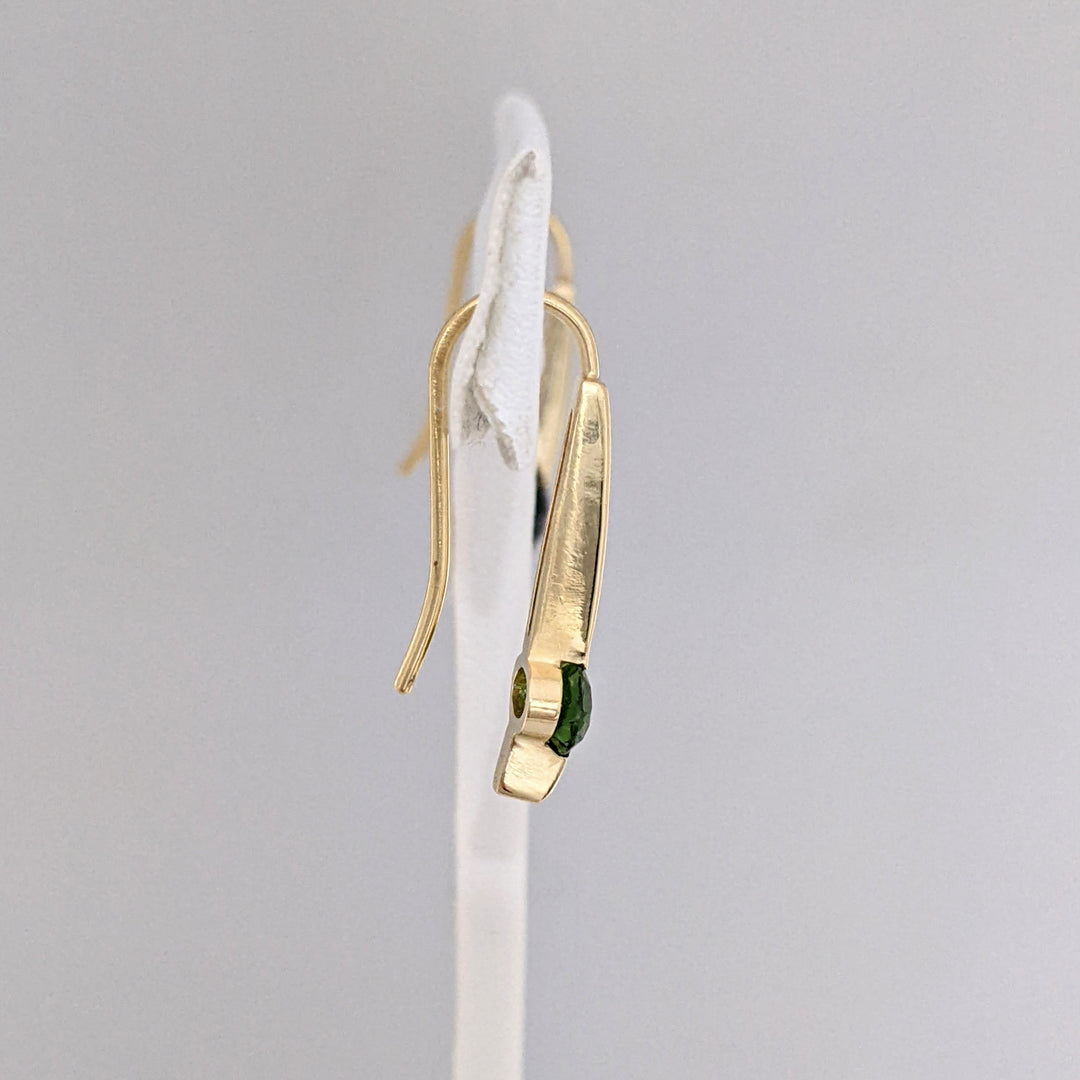 14K GREEN TOURMALINE OVAL 4X6 TENSION SET HOOK ESTATE EARRINGS 2.6 GRAMS