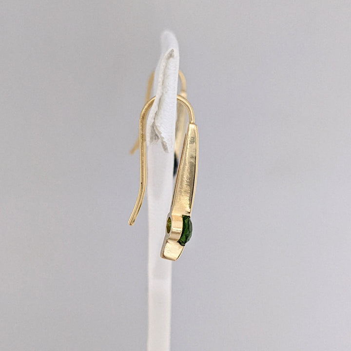 14K GREEN TOURMALINE OVAL 4X6 TENSION SET HOOK ESTATE EARRINGS 2.6 GRAMS