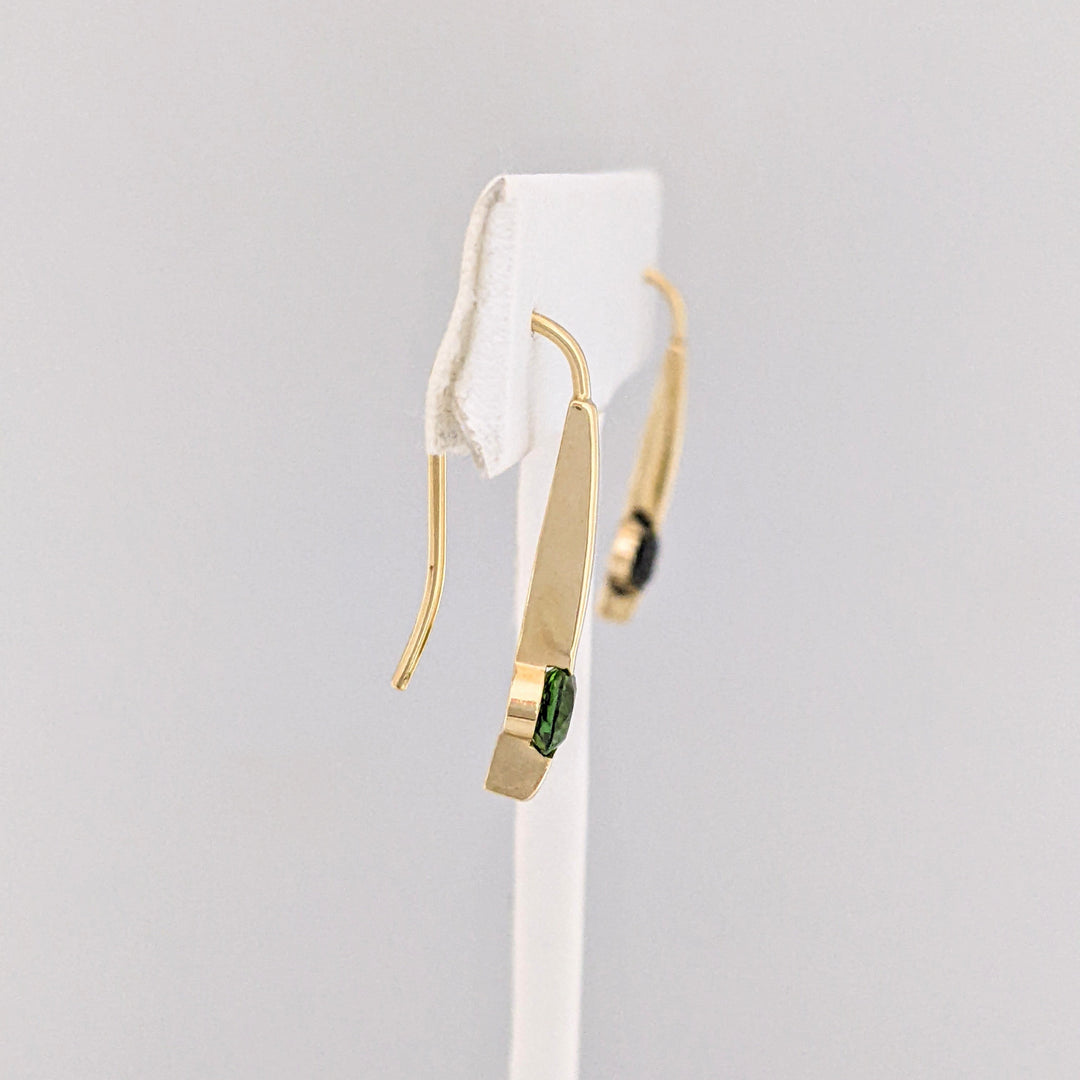 14K GREEN TOURMALINE OVAL 4X6 TENSION SET HOOK ESTATE EARRINGS 2.6 GRAMS