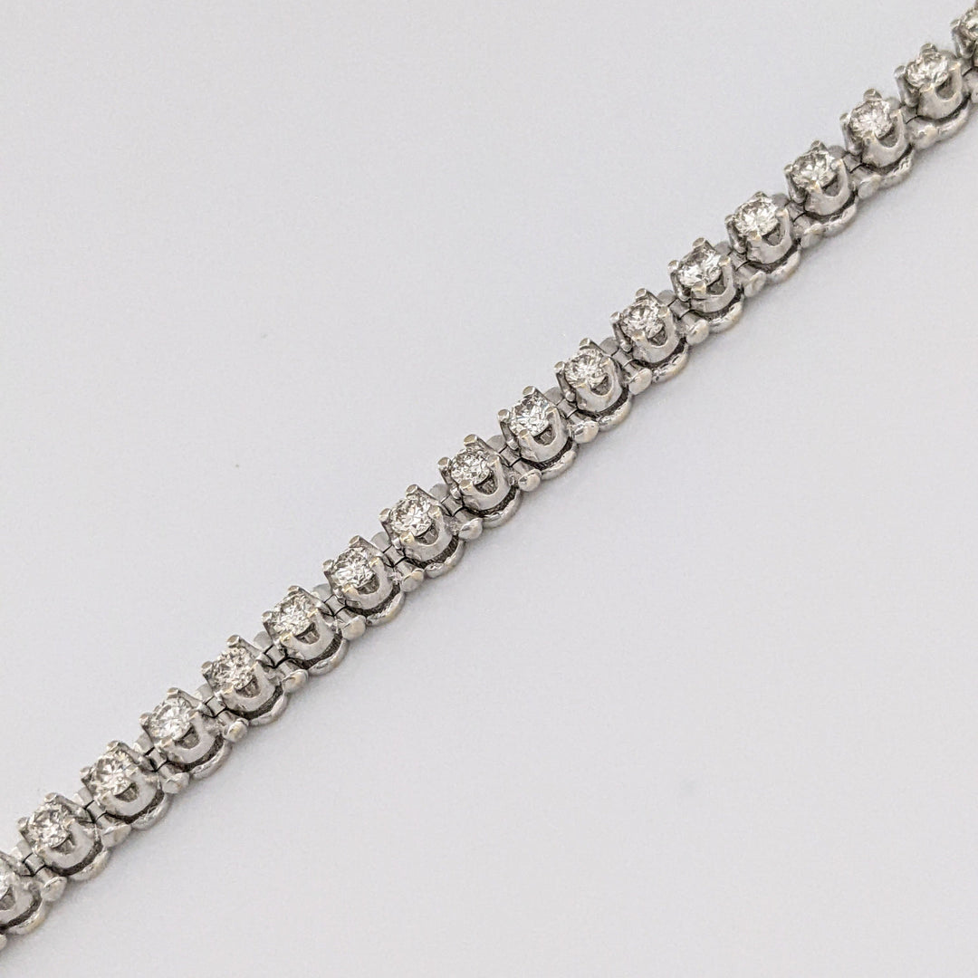 14K WHITE 1.65 CARAT TOTAL WEIGHT SI2 J-K DIAMOND ROUND (55) ESTATE BRACELET 10.7 GRAMS
