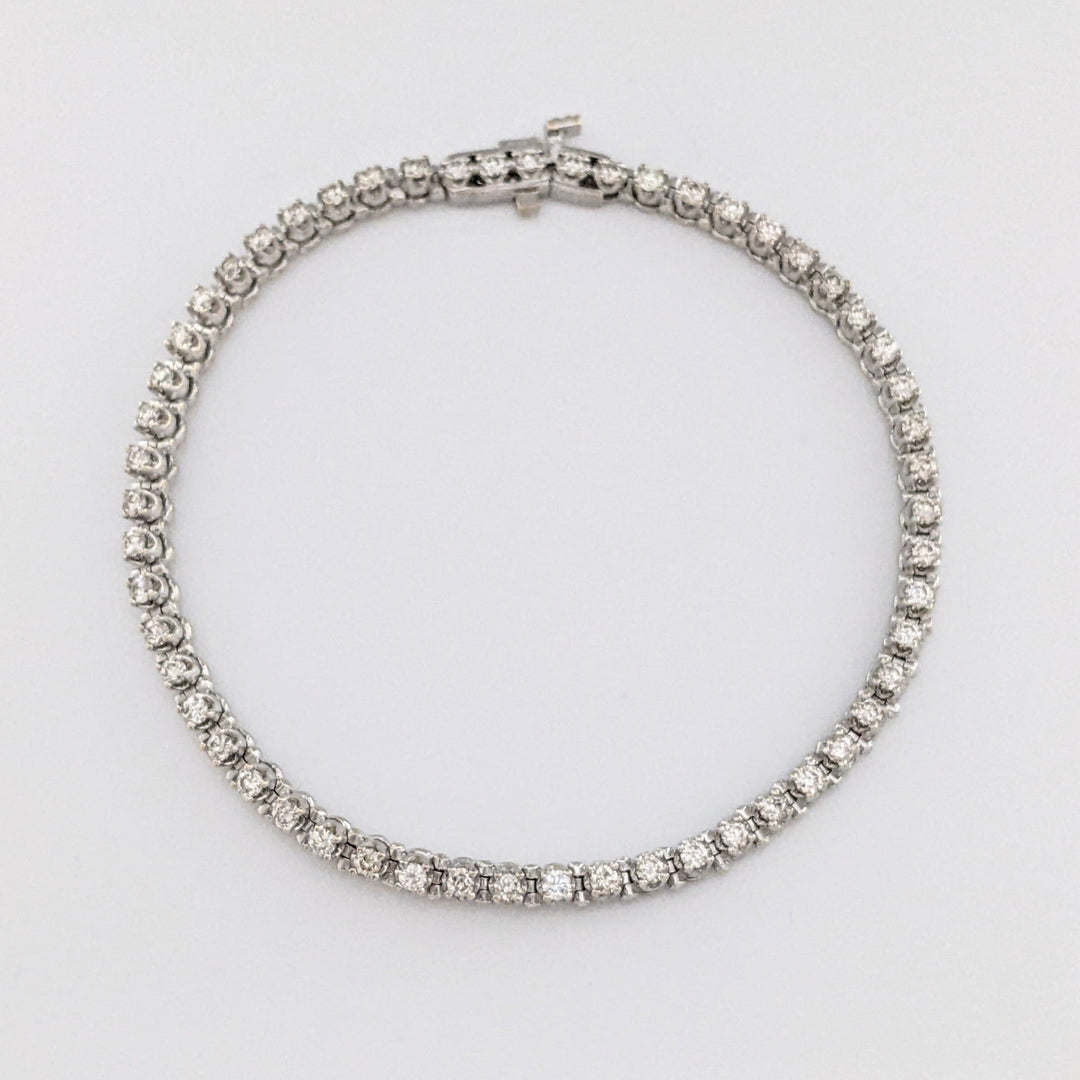 14K WHITE 1.65 CARAT TOTAL WEIGHT SI2 J-K DIAMOND ROUND (55) ESTATE BRACELET 10.7 GRAMS