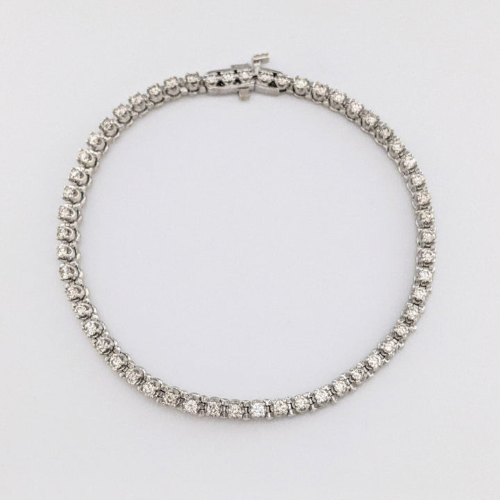 14K WHITE 1.65 CARAT TOTAL WEIGHT SI2 J-K DIAMOND ROUND (55) ESTATE BRACELET 10.7 GRAMS