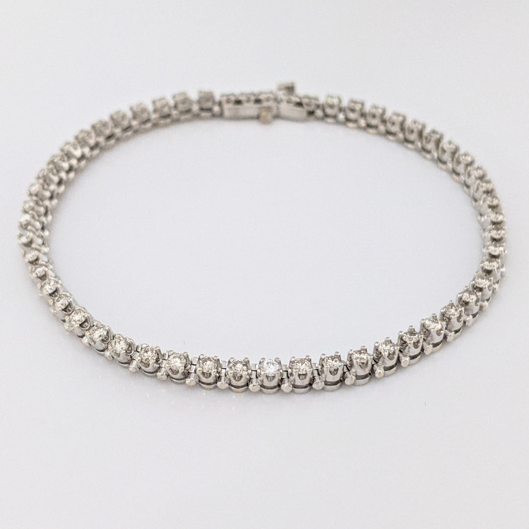 14K WHITE 1.65 CARAT TOTAL WEIGHT SI2 J-K DIAMOND ROUND (55) ESTATE BRACELET 10.7 GRAMS