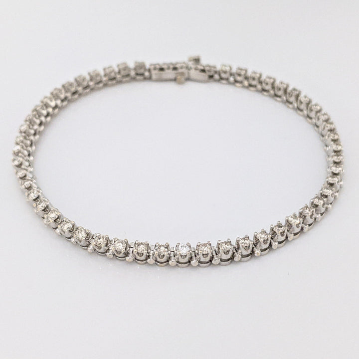 14K WHITE 1.65 CARAT TOTAL WEIGHT SI2 J-K DIAMOND ROUND (55) ESTATE BRACELET 10.7 GRAMS