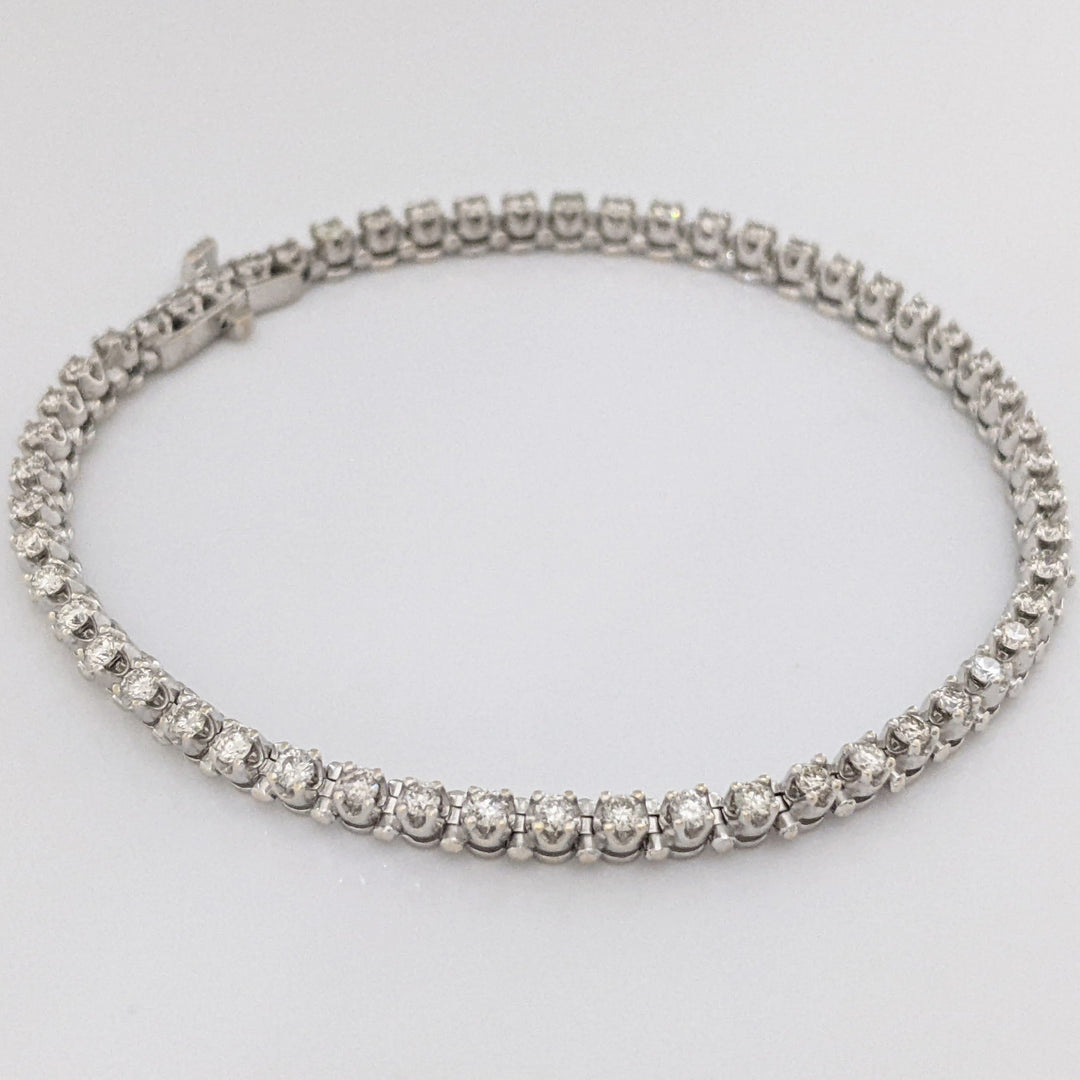 14K WHITE 1.65 CARAT TOTAL WEIGHT SI2 J-K DIAMOND ROUND (55) ESTATE BRACELET 10.7 GRAMS