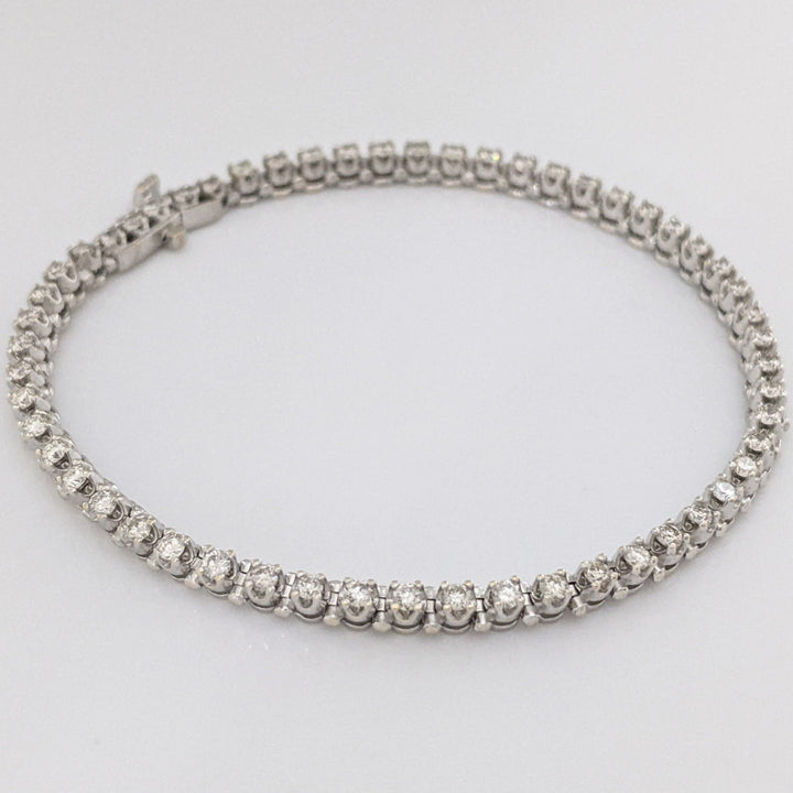 14K WHITE 1.65 CARAT TOTAL WEIGHT SI2 J-K DIAMOND ROUND (55) ESTATE BRACELET 10.7 GRAMS
