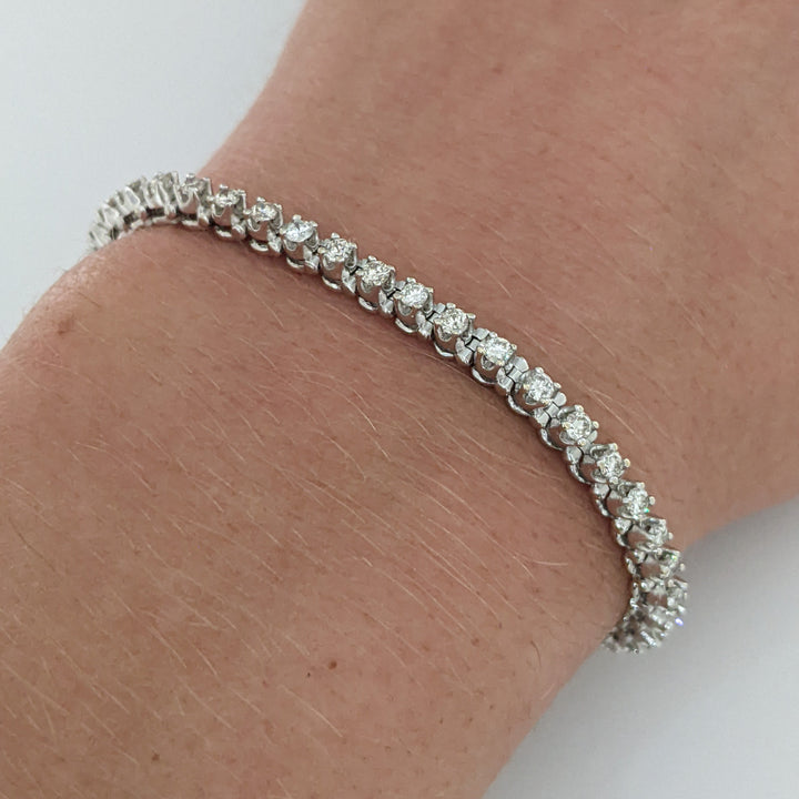 14K WHITE 1.65 CARAT TOTAL WEIGHT SI2 J-K DIAMOND ROUND (55) ESTATE BRACELET 10.7 GRAMS