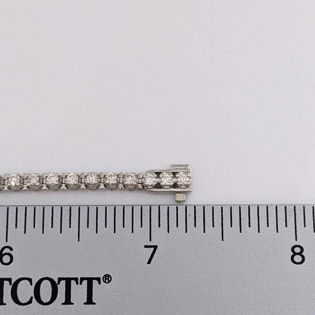 14K WHITE 1.65 CARAT TOTAL WEIGHT SI2 J-K DIAMOND ROUND (55) ESTATE BRACELET 10.7 GRAMS