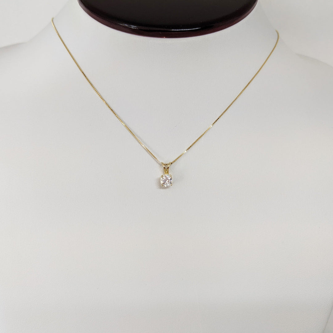 14K .44 CARAT TOTAL I1 I DIAMOND ROUND ESTATE PENDANT & CHAIN 1.5 GRAMS