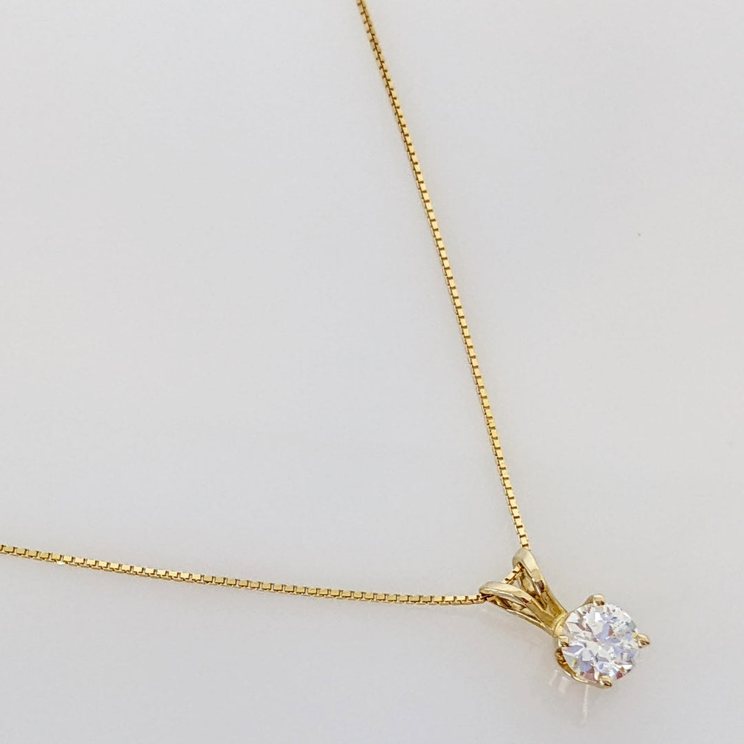 14K .44 CARAT TOTAL I1 I DIAMOND ROUND ESTATE PENDANT & CHAIN 1.5 GRAMS