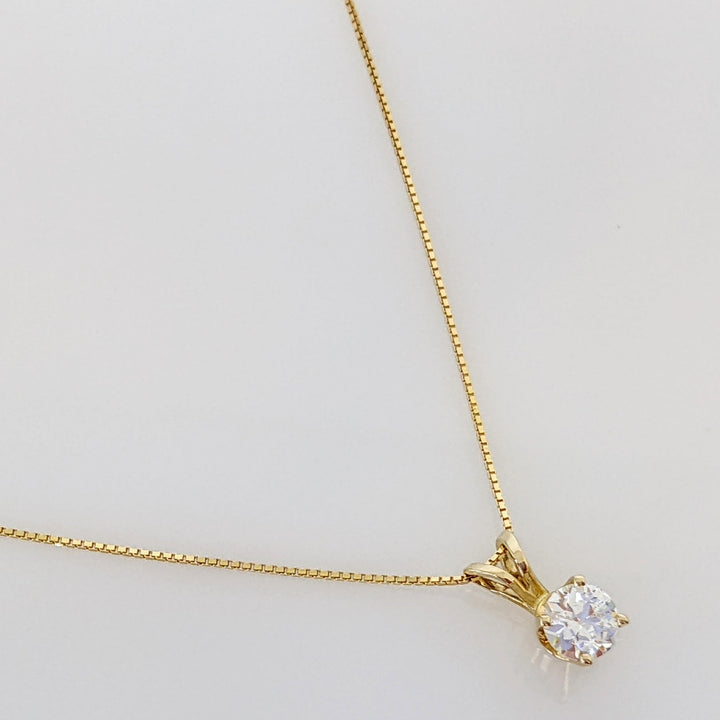 14K .44 CARAT TOTAL I1 I DIAMOND ROUND ESTATE PENDANT & CHAIN 1.5 GRAMS
