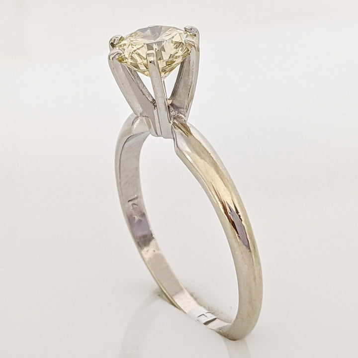 14K WHITE 1.05 CARAT TOTAL VS1 S DIAMOND ROUND SOLITAIRE ESTATE RING 2.5 GRAMS