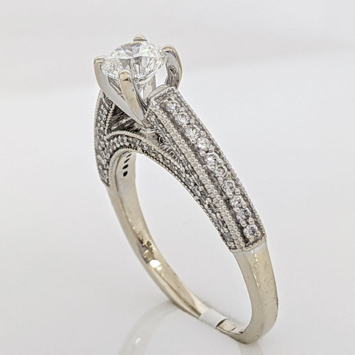 14K WHITE 1.01 CARAT TOTAL WEIGHT VS1 H DIAMOND ROUND (91) ESTATE RING 5.0 GRAMS