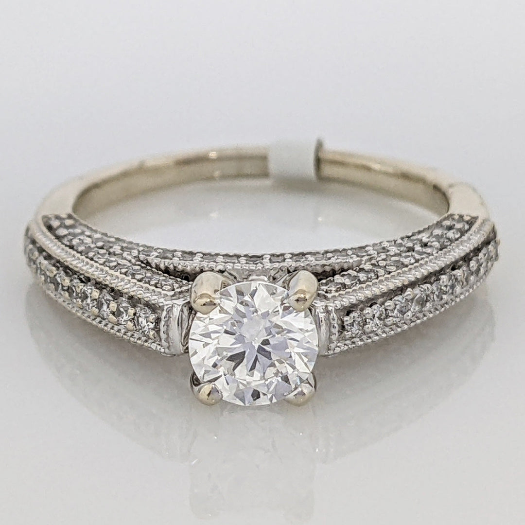 14K WHITE 1.01 CARAT TOTAL WEIGHT VS1 H DIAMOND ROUND (91) ESTATE RING 5.0 GRAMS