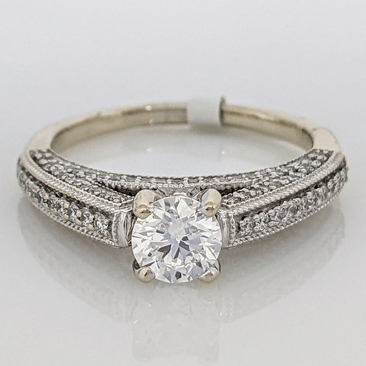 14K WHITE 1.01 CARAT TOTAL WEIGHT VS1 H DIAMOND ROUND (91) ESTATE RING 5.0 GRAMS