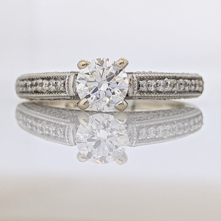 14K WHITE 1.01 CARAT TOTAL WEIGHT VS1 H DIAMOND ROUND (91) ESTATE RING 5.0 GRAMS