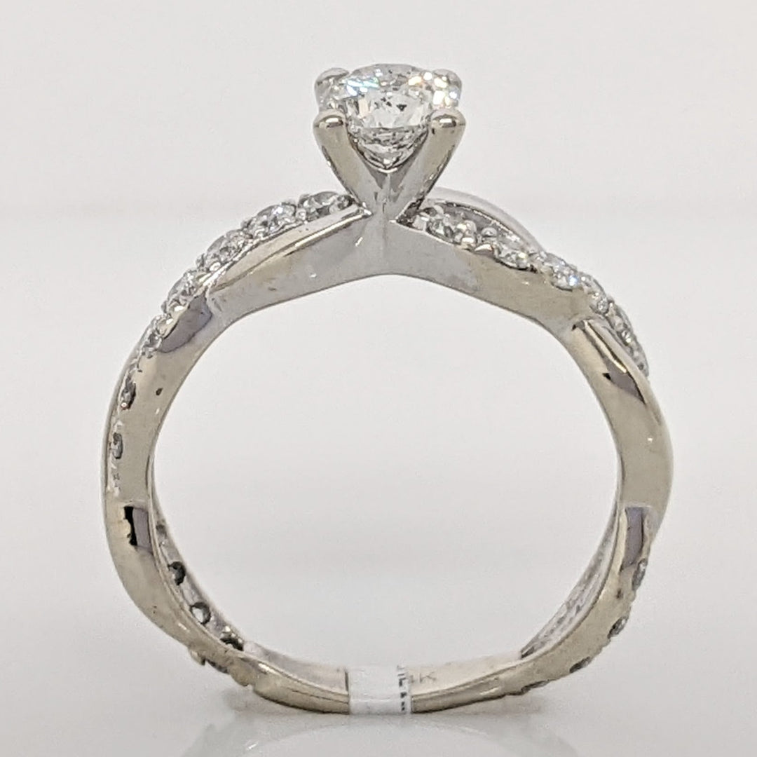 14K WHITE 1.17 CARAT TOTAL WEIGHT I1 J DIAMOND ROUND (23) TWIST SHANK ESTATE RING 2.3 GRAMS