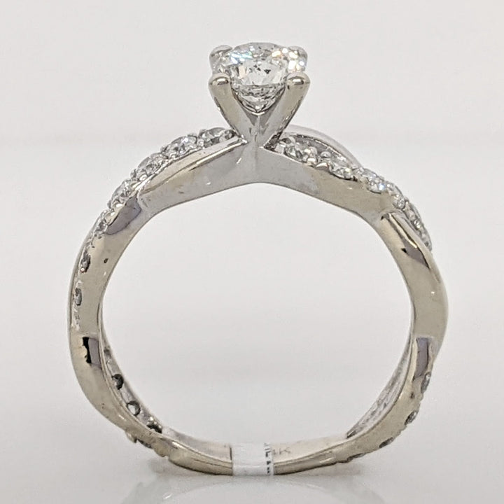 14K WHITE 1.17 CARAT TOTAL WEIGHT I1 J DIAMOND ROUND (23) TWIST SHANK ESTATE RING 2.3 GRAMS