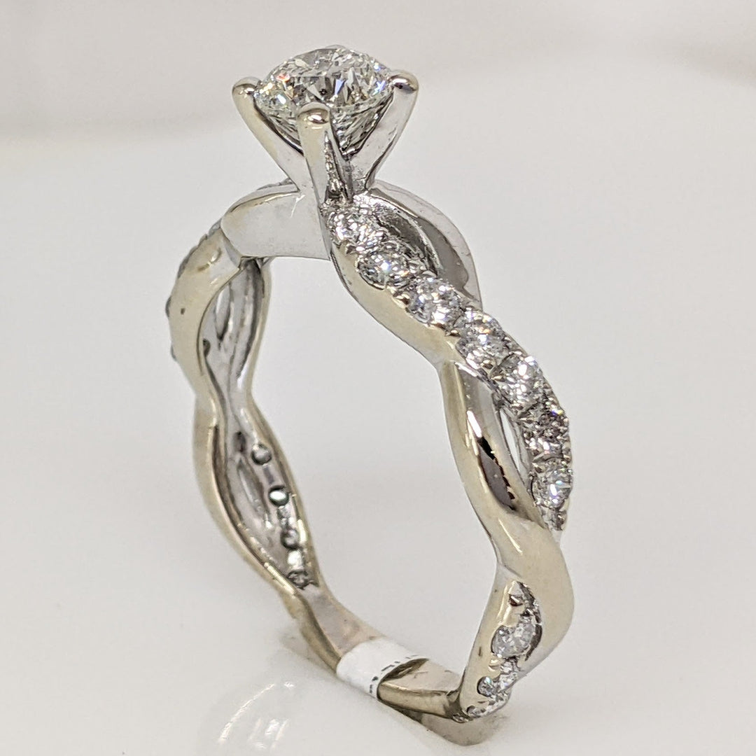14K WHITE 1.17 CARAT TOTAL WEIGHT I1 J DIAMOND ROUND (23) TWIST SHANK ESTATE RING 2.3 GRAMS