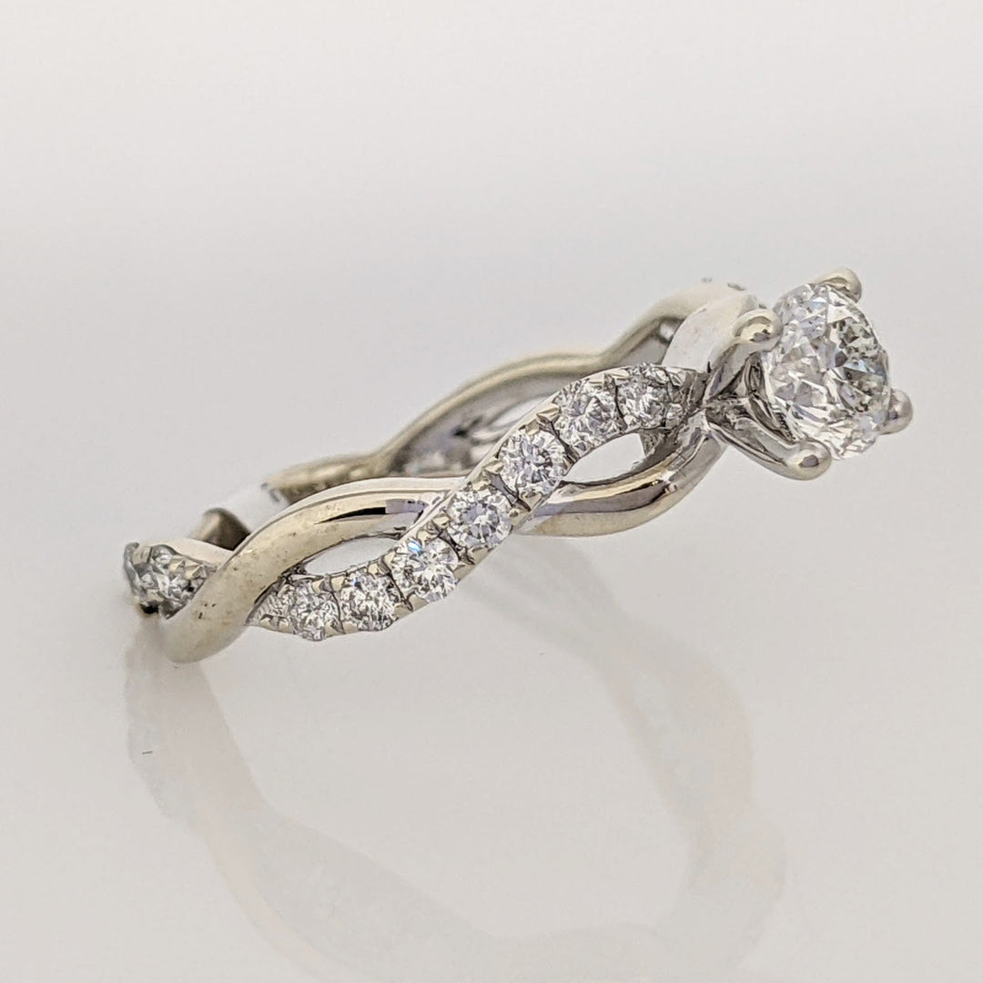 14K WHITE 1.17 CARAT TOTAL WEIGHT I1 J DIAMOND ROUND (23) TWIST SHANK ESTATE RING 2.3 GRAMS