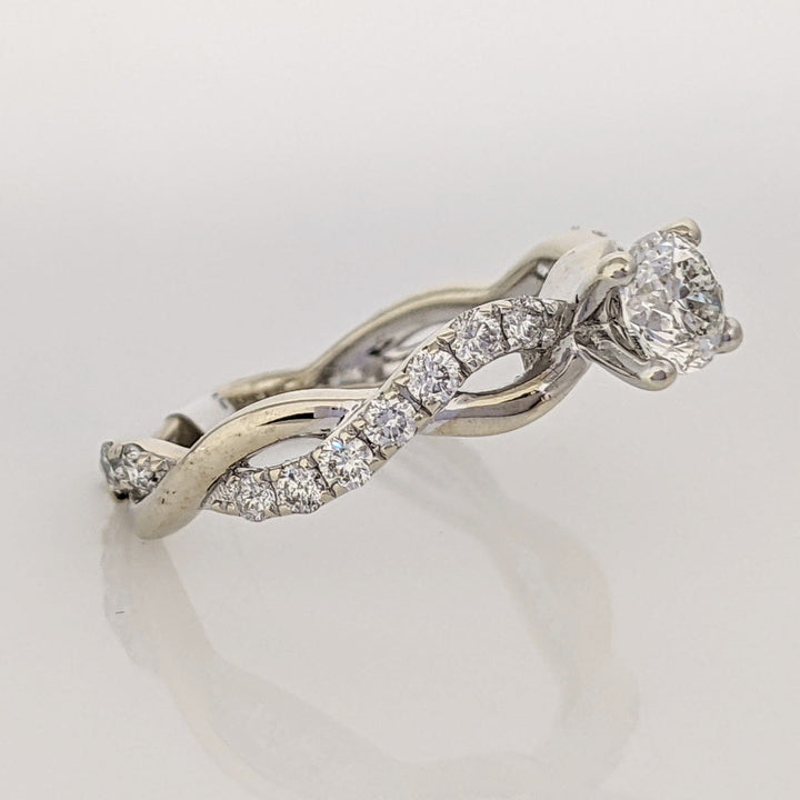 14K WHITE 1.17 CARAT TOTAL WEIGHT I1 J DIAMOND ROUND (23) TWIST SHANK ESTATE RING 2.3 GRAMS