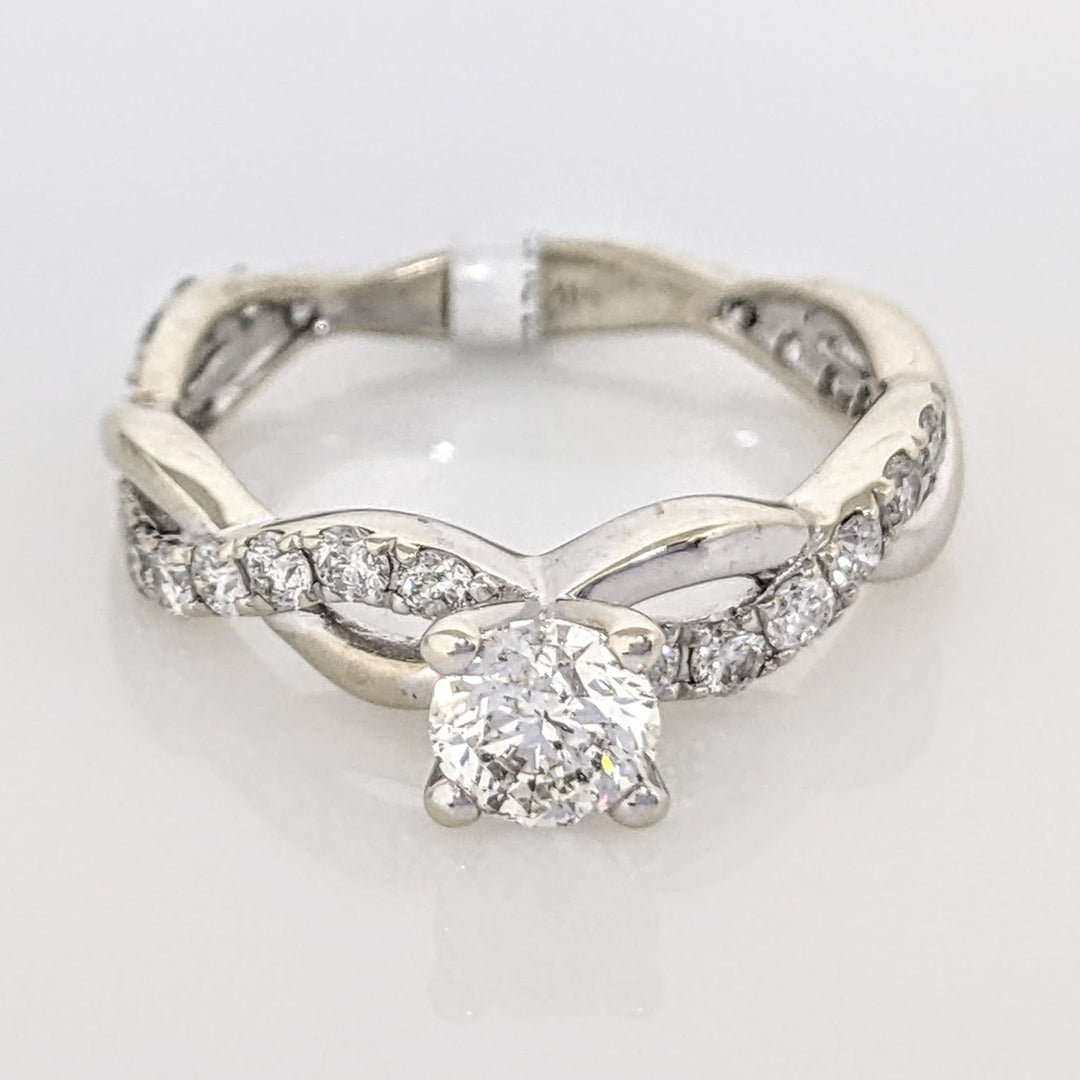 14K WHITE 1.17 CARAT TOTAL WEIGHT I1 J DIAMOND ROUND (23) TWIST SHANK ESTATE RING 2.3 GRAMS