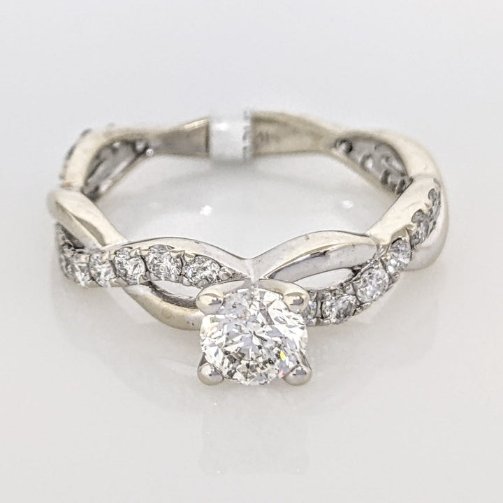14K WHITE 1.17 CARAT TOTAL WEIGHT I1 J DIAMOND ROUND (23) TWIST SHANK ESTATE RING 2.3 GRAMS