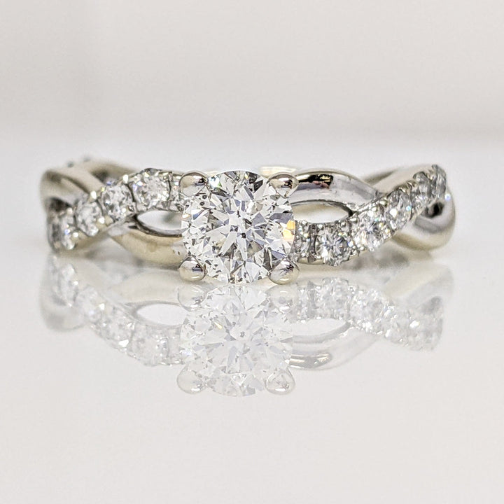 14K WHITE 1.17 CARAT TOTAL WEIGHT I1 J DIAMOND ROUND (23) TWIST SHANK ESTATE RING 2.3 GRAMS