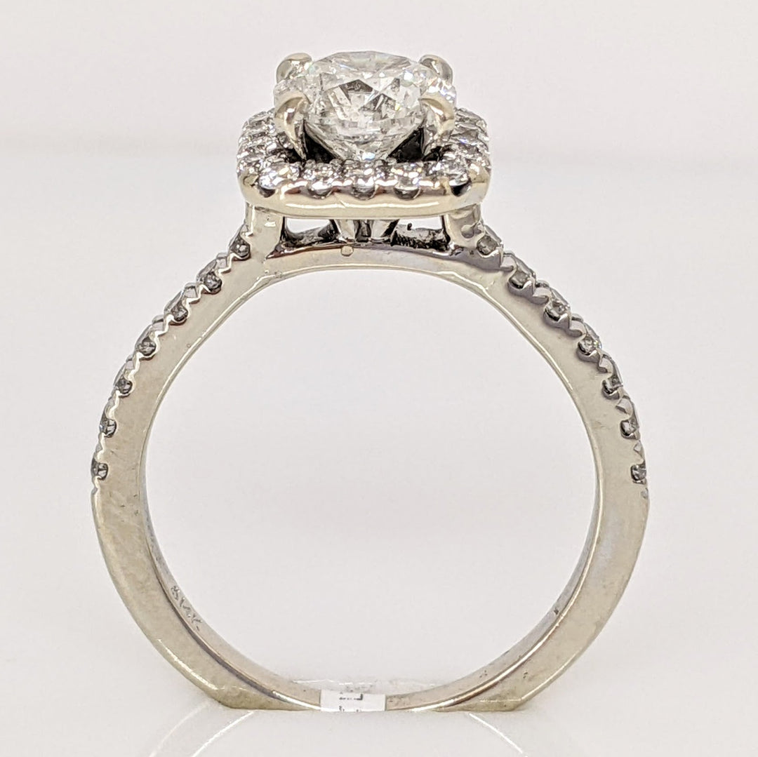 14K WHITE 1.33 CARAT TOTAL WEIGHT I1 G DIAMOND ROUND ESTATE HALO RING 3.2 GRAMS